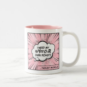 Taza Bicolor Necesito mi café: divertido cómic de cafeína arte 