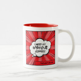 Taza Bicolor Necesito mi café: divertido cómic de cafeína arte 