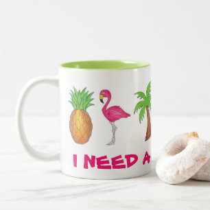 Taza Bicolor Necesito Una Mug De Pasta De Palm De Flamingo De V
