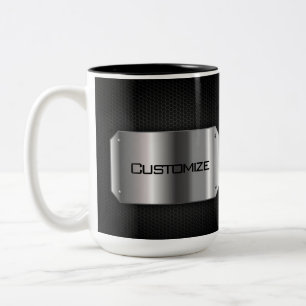 Taza Bicolor Negro Y Acero