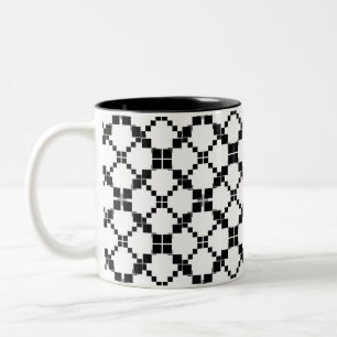 Taza Bicolor Negro y blanco, geométrico, simple, de moda
