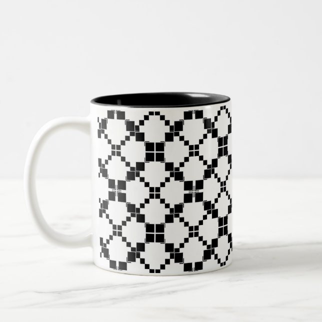 Taza Bicolor Negro y blanco, geométrico, simple, de moda (Izquierda)