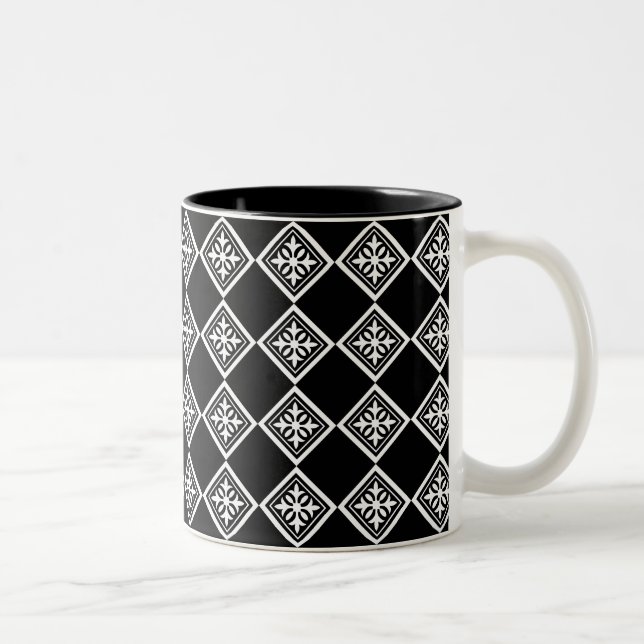 Taza Bicolor Negro Y Blanco Moderno Art Deco Mug (Derecha)