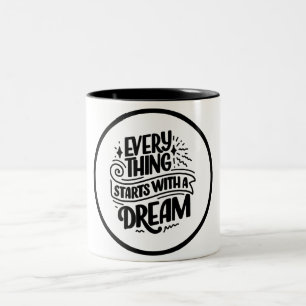 Taza Bicolor Negro y blanco moderno Letter Inspirador Mug