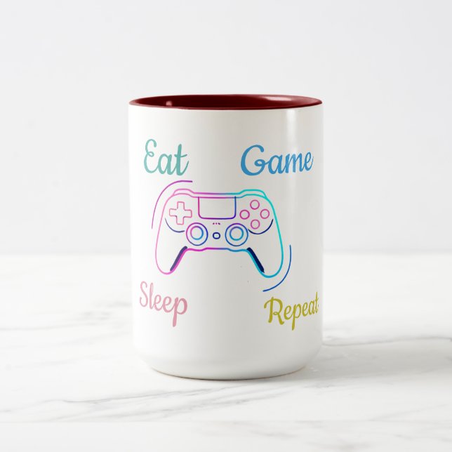 Taza Bicolor Neon gaming design customizable (Centro)