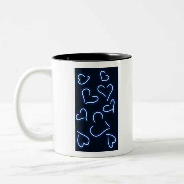 Taza Bicolor Neon Hearts Blue (Izquierda)