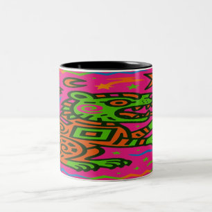 Taza Bicolor Neon Jaguar Spirit - Audaz Tribal Coffee Mug