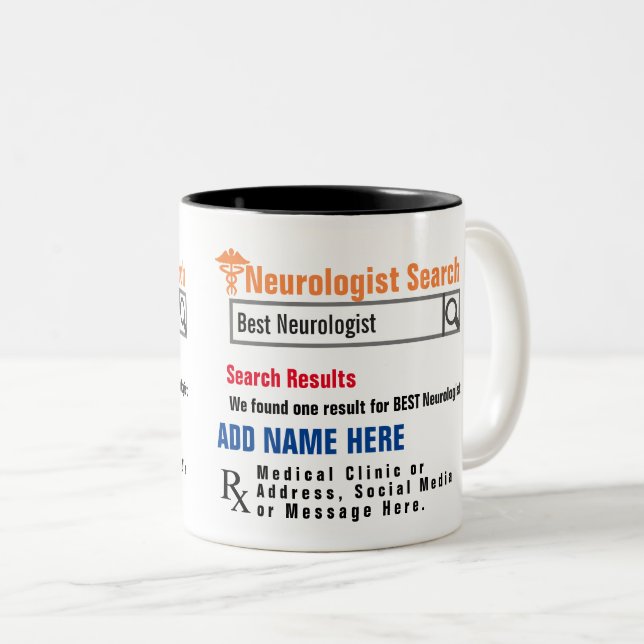 Taza Bicolor Neurologist Search Gift Mug (Anverso derecho)