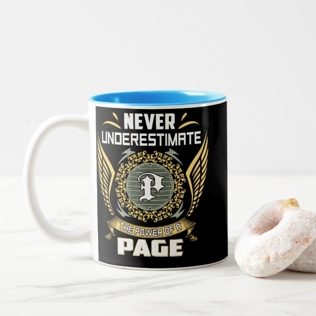 Taza Bicolor Never Underestimate The Power Of A Page (Con donut)