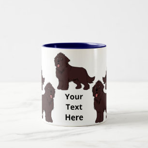 Taza Bicolor Newfoundland marrón de dibujos animados personaliz