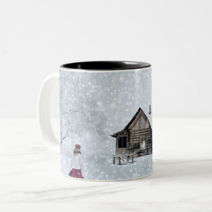 Taza Bicolor Nieve de navidades en la cabina