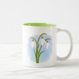 Taza Bicolor Nieve - Flores de primavera sobre azul acuático