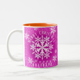 Taza Bicolor Nieve: Mug de café de dos tonos de magenta