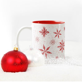 Taza Bicolor Nieve roja sobre lienzo blanco