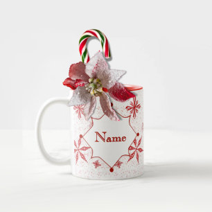 Taza Bicolor Nieve roja sobre lienzo blanco