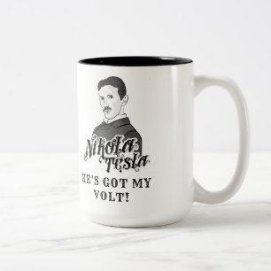 Taza Bicolor Nikola Tesla Obtuvo Mi Voltio