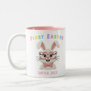 Taza Bicolor Niña Niñito Bebé Adorable Primera Pascua Conejo No