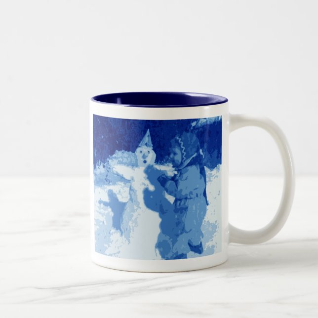 Taza Bicolor Niña y muñeco de nieve (Derecha)