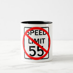 Taza Bicolor Ningún Rótulo del límite de velocidad de 55 mph