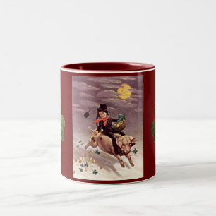 Taza Bicolor Niño de cosecha en un cerdo