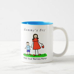 Taza Bicolor Niño de mamá - Brunette madre e hijo Personalizado
