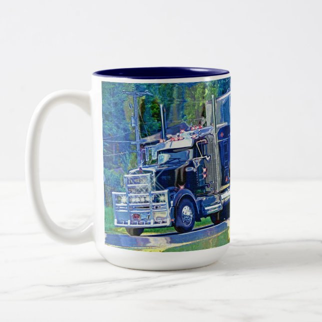 Taza Bicolor Niños Big Rig Cargo Camión Beber Mug (Izquierda)