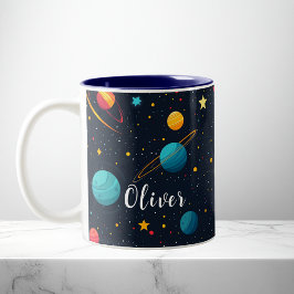 Taza Bicolor Niños Cute el espacio exterior Galaxia Planetas No