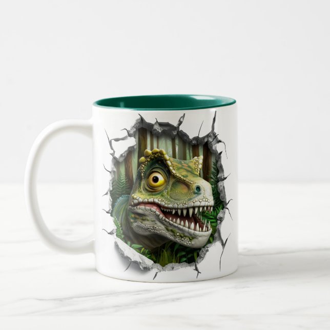 Taza Bicolor Niños de Cacao Caliente de Dinosaurios 3D (Izquierda)