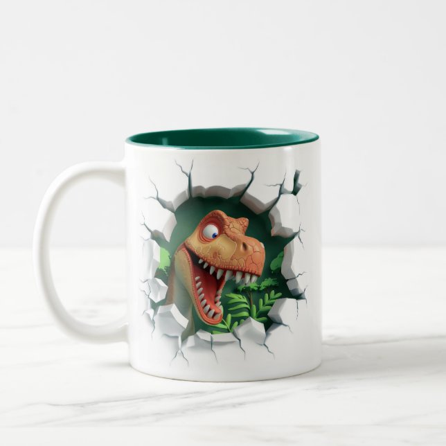 Taza Bicolor Niños de Cacao Caliente de Dinosaurios 3D (Izquierda)