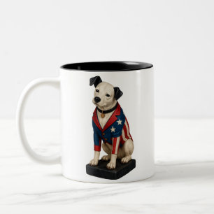 Taza Bicolor Nipper RCA Victor Dog Art in American Flag Blazer