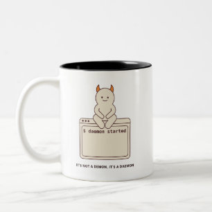 Taza Bicolor No es un demonio es un Daemon Divertido Linux Blan