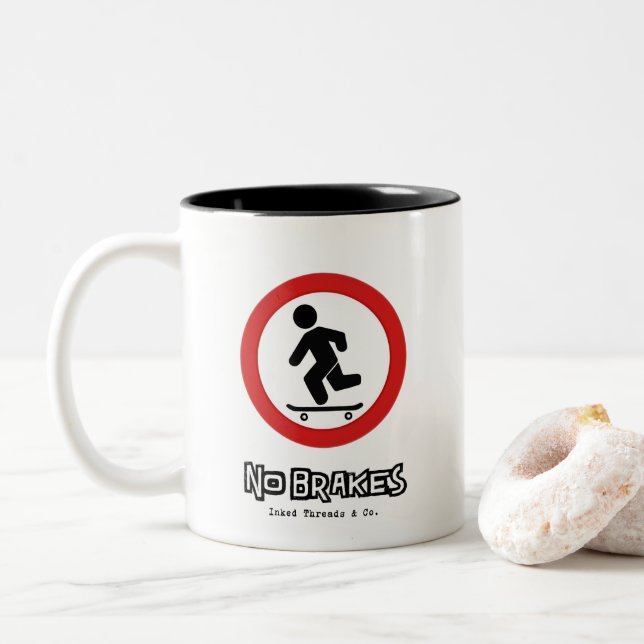 Taza Bicolor No Frenos Skateboarder Mug (Con donut)