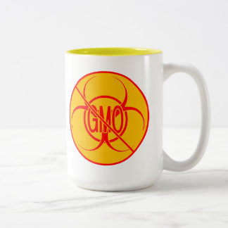 Taza Bicolor No GMO Café Mug Biohazard Warning GMO Cup Mugs