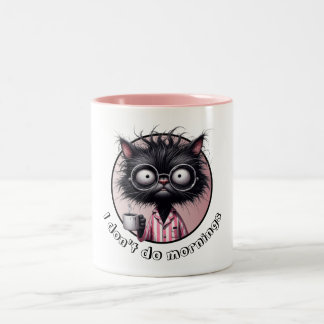 Taza Bicolor No hago las mañanas gato negro