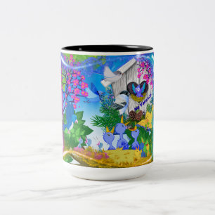 Taza Bicolor No hay refugio para aves vacacionales