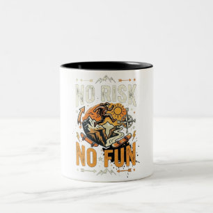 Taza Bicolor No hay riesgo, no hay diversión Frase motivacional