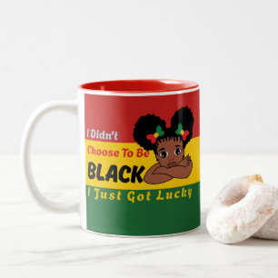 Taza Bicolor No he elegido ser negro, tengo suerte