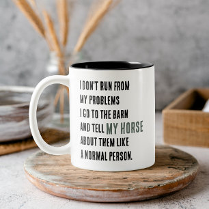 Taza Bicolor No huyo de mis problemas Caballo
