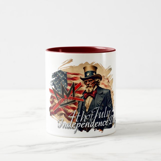 Taza Bicolor No Kings Uncle Sam Independence Day Art (Centro)