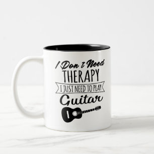 Taza Bicolor No necesito terapia, solo necesito tocar guitarra