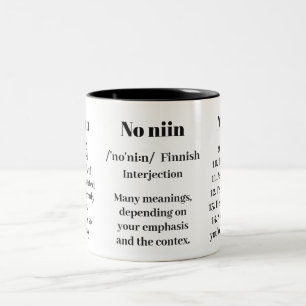 Taza Bicolor "No niin" finlandés que dice definiciones