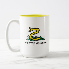 Taza Bicolor No pisar en snek memes parodia de Gadsden SnekRigh