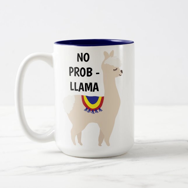Taza Bicolor No Prob Llama Cute Ilustracion (Izquierda)