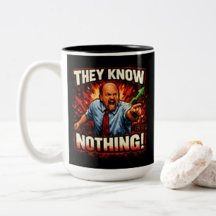 Taza Bicolor ¡No Saben Nada! Cramer Mad Money Meme