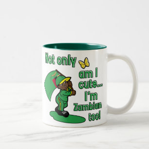 Taza Bicolor ¡No sólo soy lindo yo soy zambiano también!