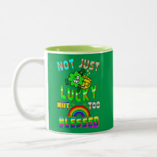 Taza Bicolor No Sólo Suerte, Sino También Bendecida.