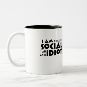 Taza Bicolor No soy antisocial, soy antiidiota Geek Mug