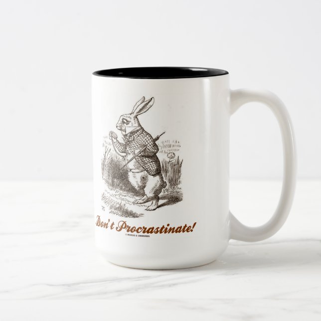 Taza Bicolor ¡No te aplaces! White Rabbit Watch Wonderland (Derecha)