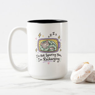 Taza Bicolor No te estoy ignorando, estoy recargando Cute Sleep