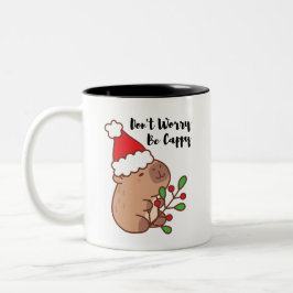 Taza Bicolor No te preocupes, sé cappy - bonito capibara de vac